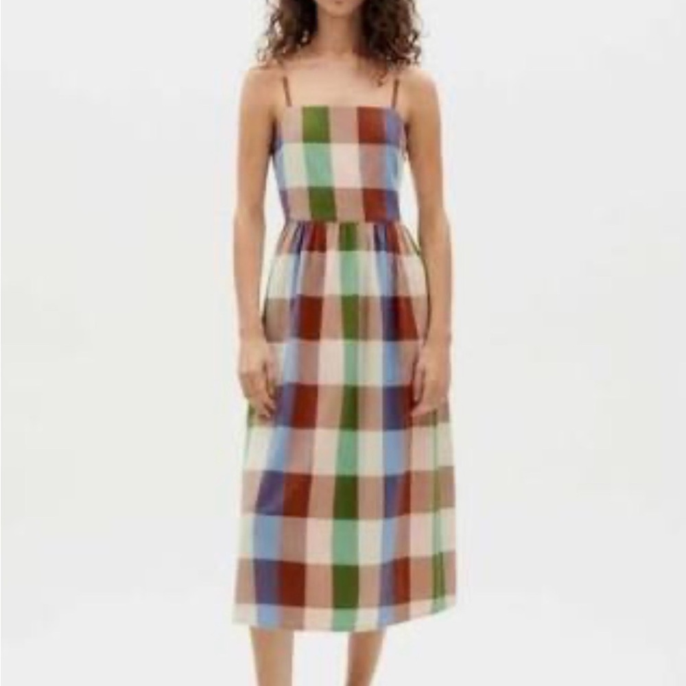Thinking Mu Checked Midi Dress  (fits like Large)